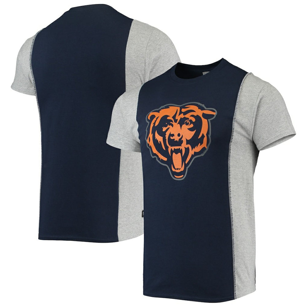 Chicago Bears Refried Apparel Sustainable Split T-Shirt - Navy/Heathered Gray - NFL