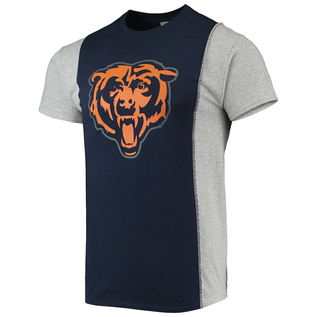 Chicago Bears Refried Apparel Sustainable Split T-Shirt - Navy/Heathered Gray - NFL