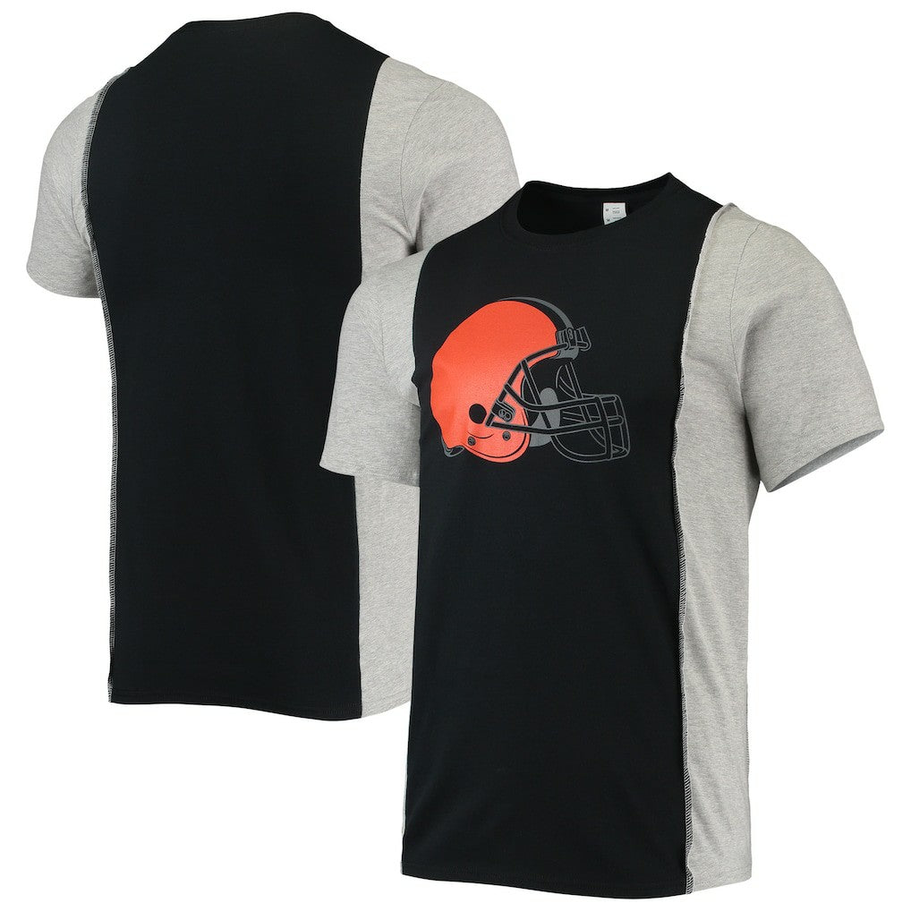 Cleveland Browns Refried Apparel Sustainable Split T-Shirt - Black/Heathered Gray - NFL