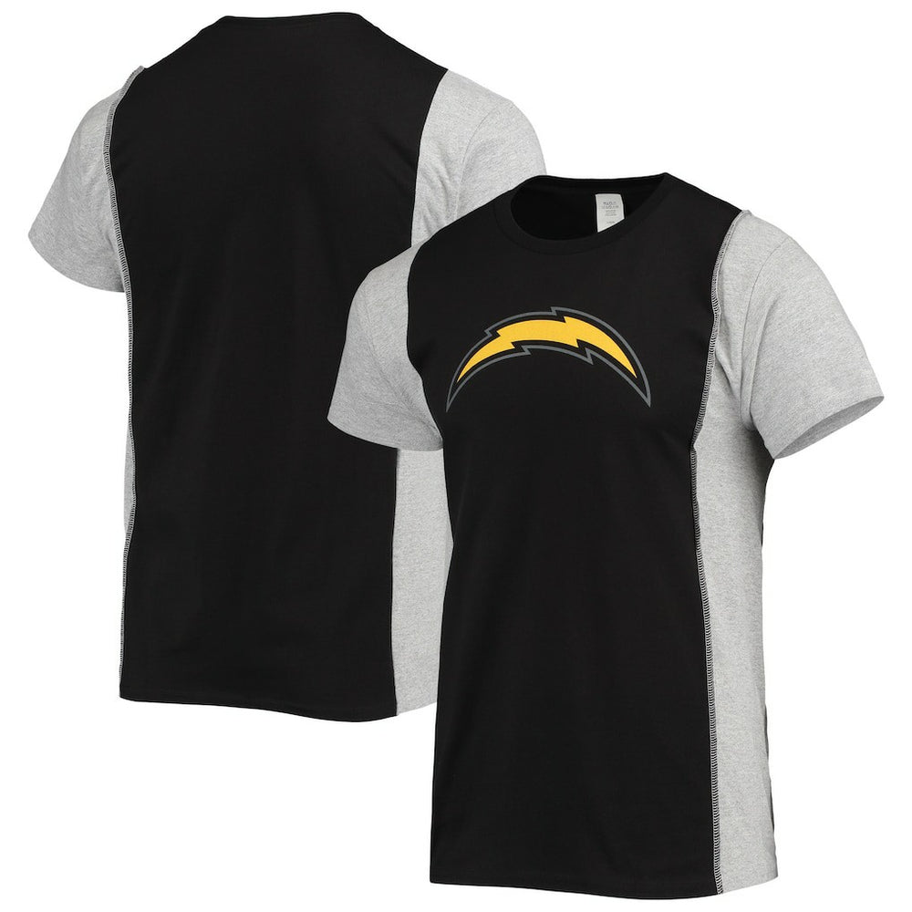 Los Angeles Chargers Refried Apparel Sustainable Split T-Shirt - Black/Heathered Gray - NFL