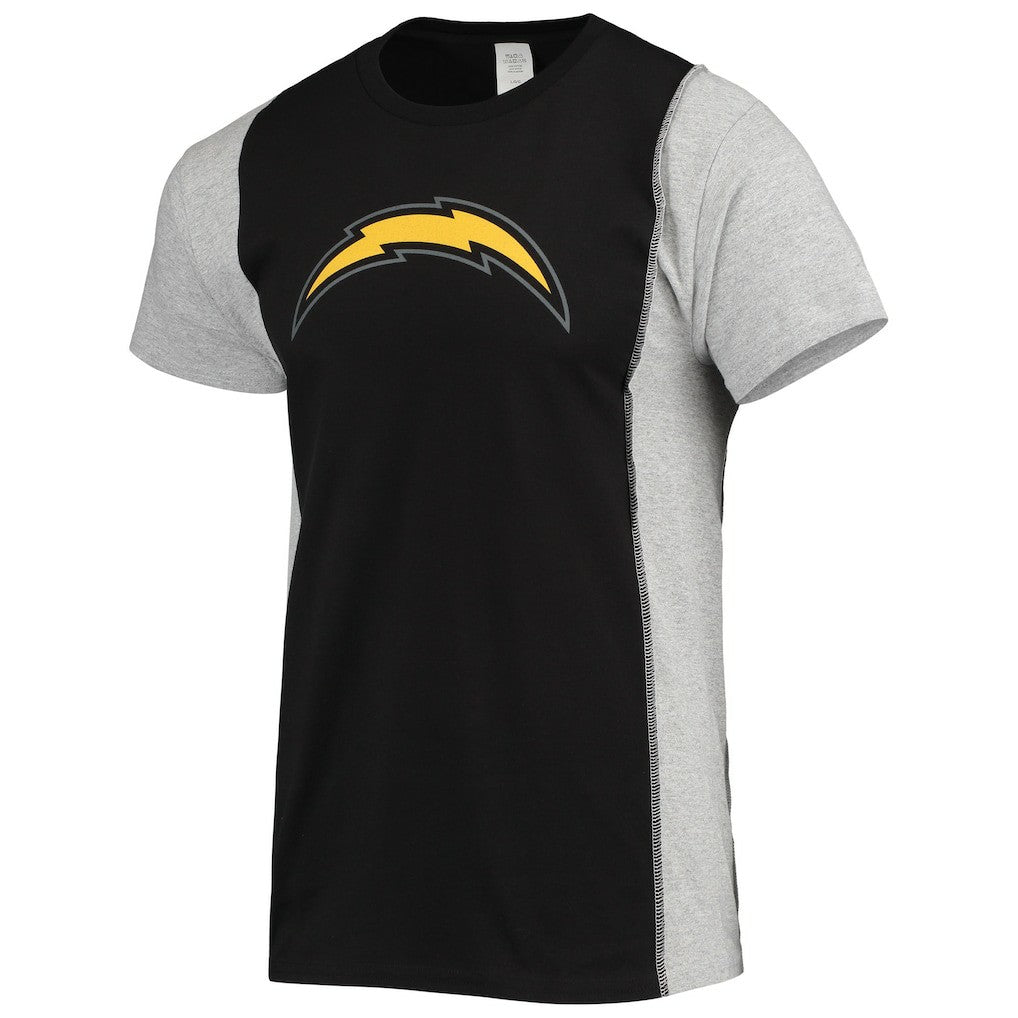 Los Angeles Chargers Refried Apparel Sustainable Split T-Shirt - Black/Heathered Gray - NFL