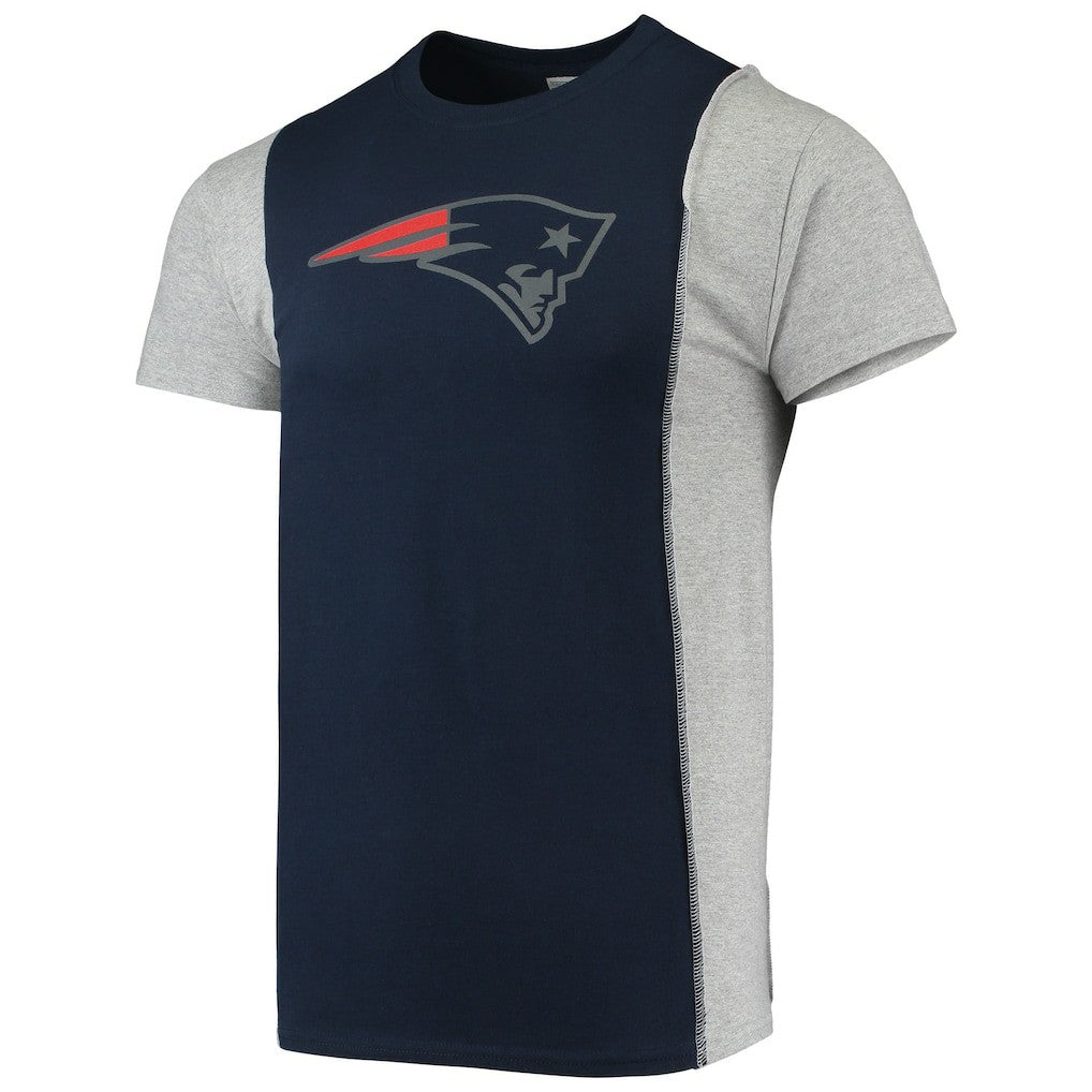 New England Patriots Refried Apparel Sustainable Split T-Shirt - Navy/Heathered Gray - NFL