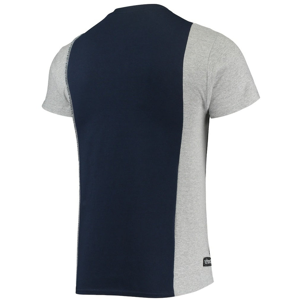 New England Patriots Refried Apparel Sustainable Split T-Shirt - Navy/Heathered Gray - NFL