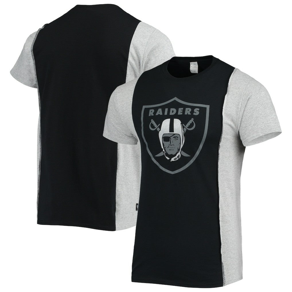 Las Vegas Raiders Refried Apparel Sustainable Split T-Shirt - Black/Heathered Gray - NFL