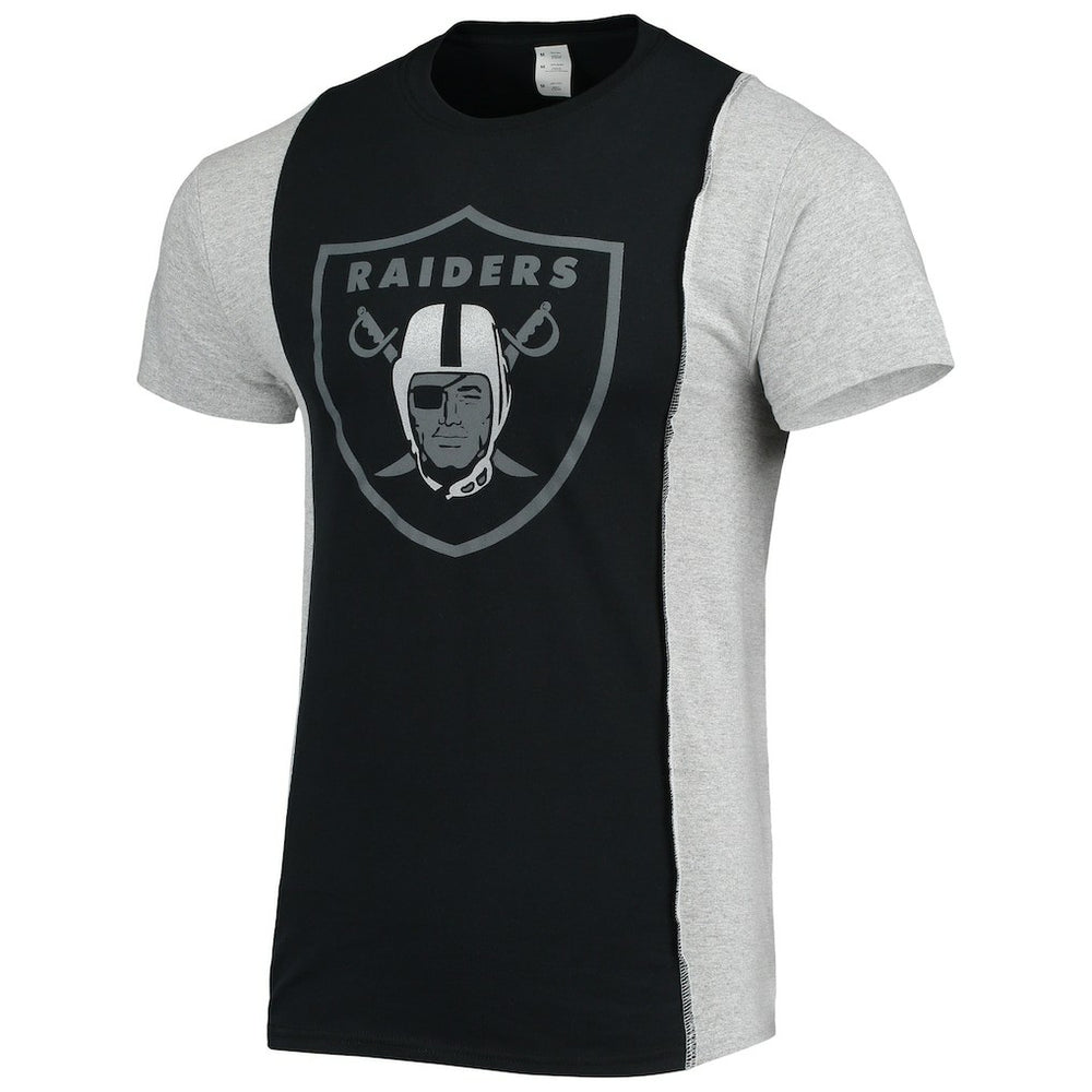 Las Vegas Raiders Refried Apparel Sustainable Split T-Shirt - Black/Heathered Gray - NFL
