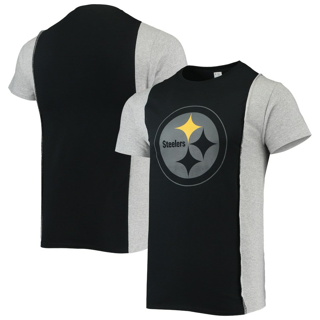 Pittsburgh Steelers Refried Apparel Sustainable Split T-Shirt - Black/Heathered Gray - NFL