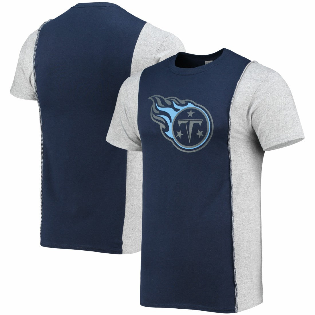 Tennessee Titans Refried Apparel Sustainable Split T-Shirt - Navy/Heathered Gray - NFL