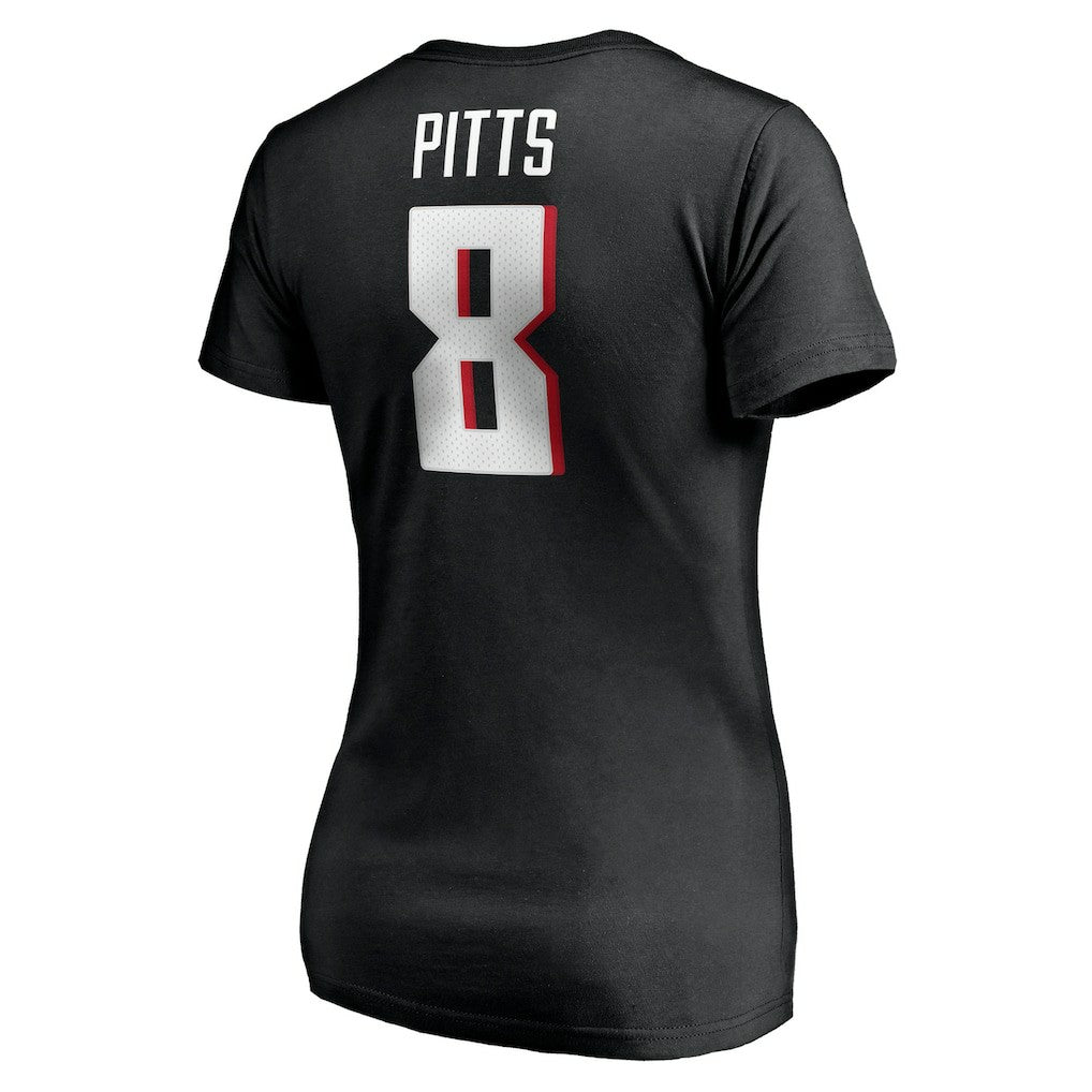 Kyle Pitts Atlanta Falcons Women's Player Icon Name & Number V-Neck T-Shirt - Black - Fanatics