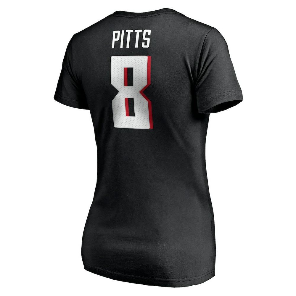 Kyle Pitts Atlanta Falcons Women's Player Icon Name & Number V-Neck T-Shirt - Black - Fanatics