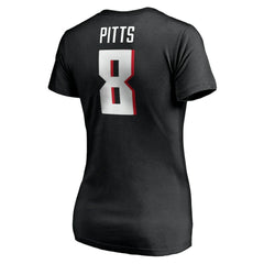 Kyle Pitts Atlanta Falcons Women's Player Icon Name & Number V-Neck T-Shirt - Black - Fanatics