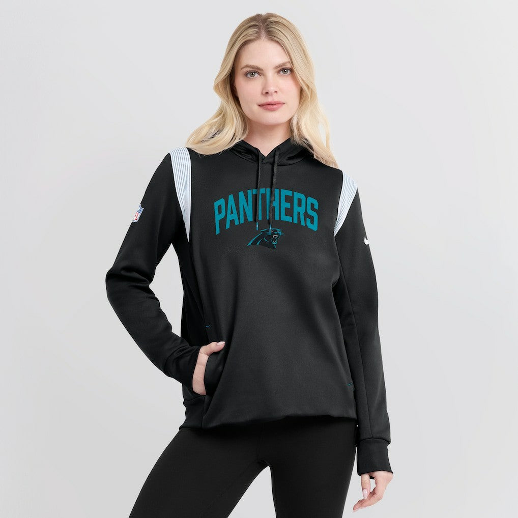 Carolina Panthers Women's Sideline Stack Performance Pullover Hoodie - Black - Nike