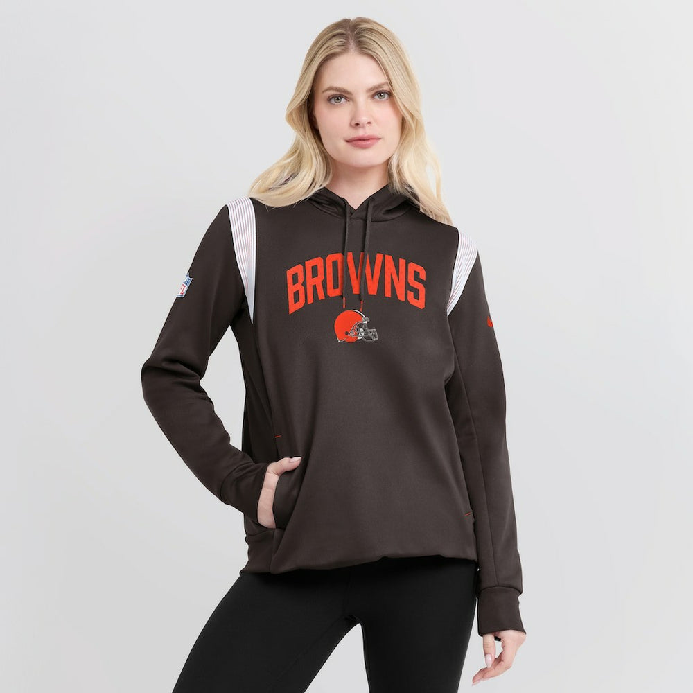 Cleveland Browns Women's Sideline Stack Performance Pullover Hoodie - Brown - Nike