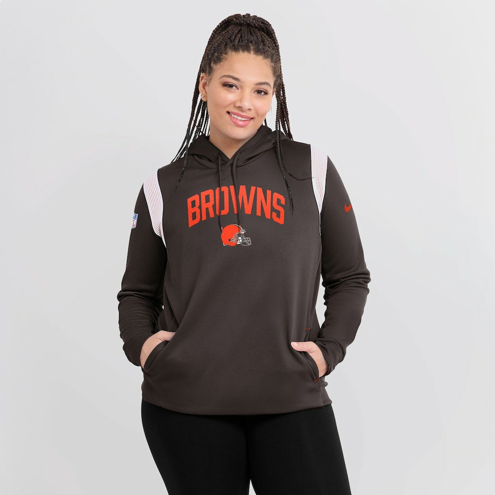 Cleveland Browns Women's Sideline Stack Performance Pullover Hoodie - Brown - Nike