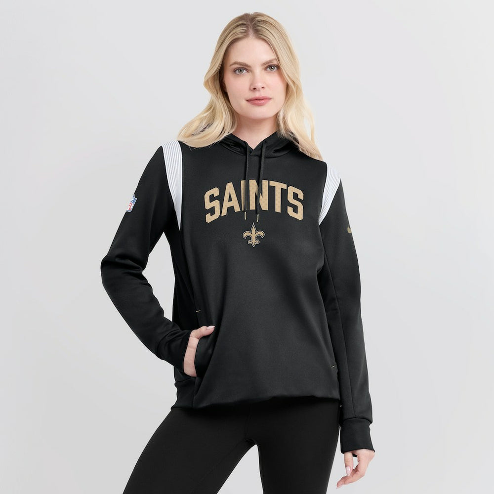 New Orleans Saints Women's Sideline Stack Performance Pullover Hoodie - Black - Nike