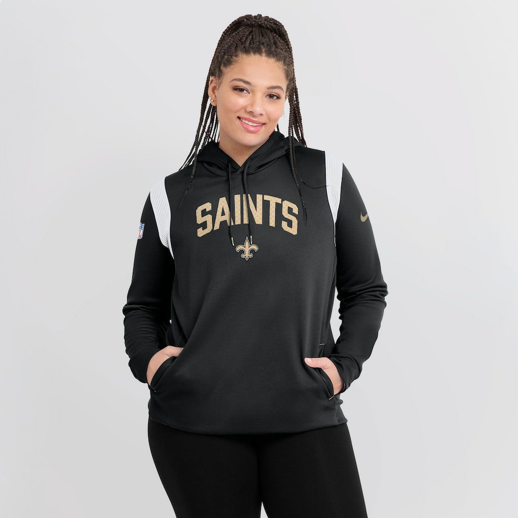 New Orleans Saints Women's Sideline Stack Performance Pullover Hoodie - Black - Nike