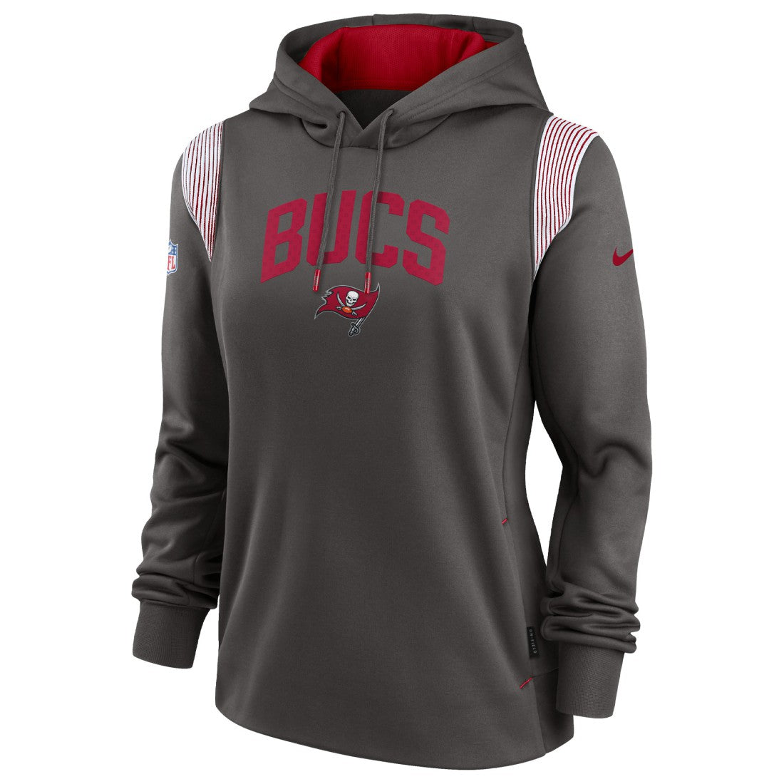 Tampa Bay Buccaneers Women's Sideline Stack Performance Pullover Hoodie - Pewter - Nike