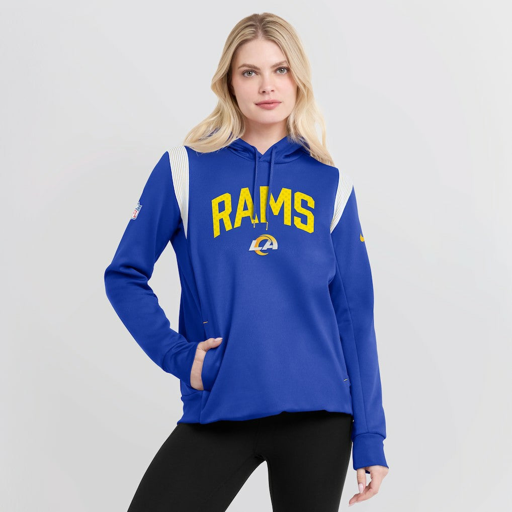 Los Angeles Rams Women's Sideline Stack Performance Pullover Hoodie - Royal - Nike