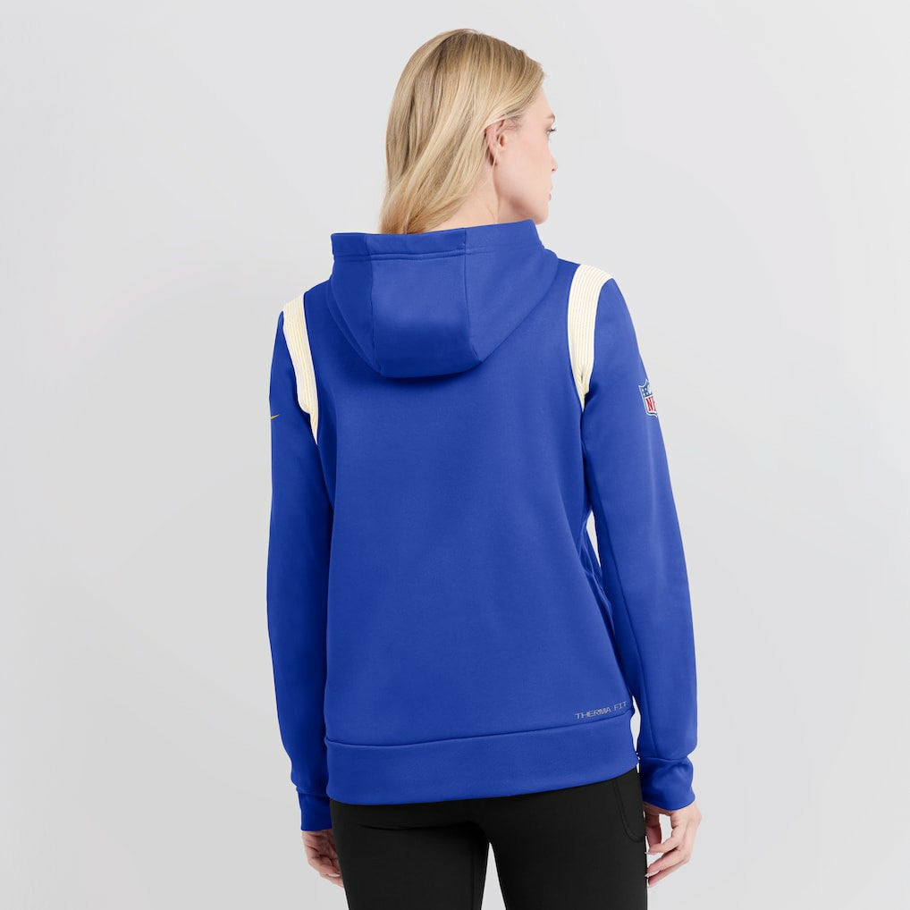 Los Angeles Rams Women's Sideline Stack Performance Pullover Hoodie - Royal - Nike