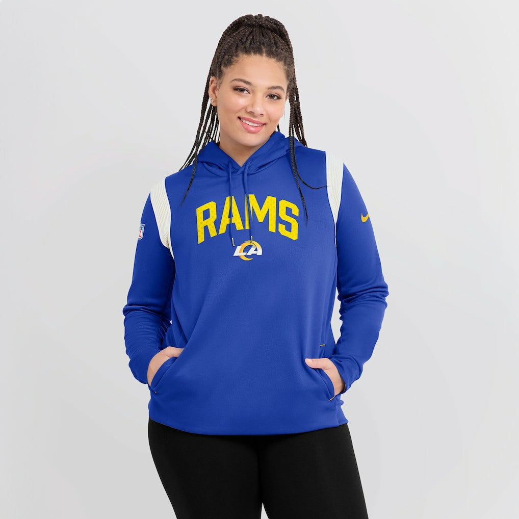 Los Angeles Rams Women's Sideline Stack Performance Pullover Hoodie - Royal - Nike