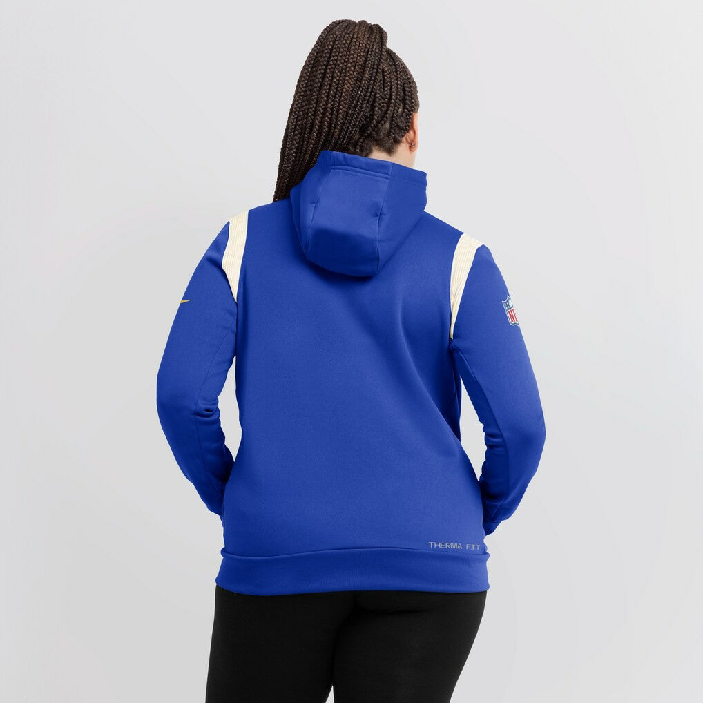 Los Angeles Rams Women's Sideline Stack Performance Pullover Hoodie - Royal - Nike