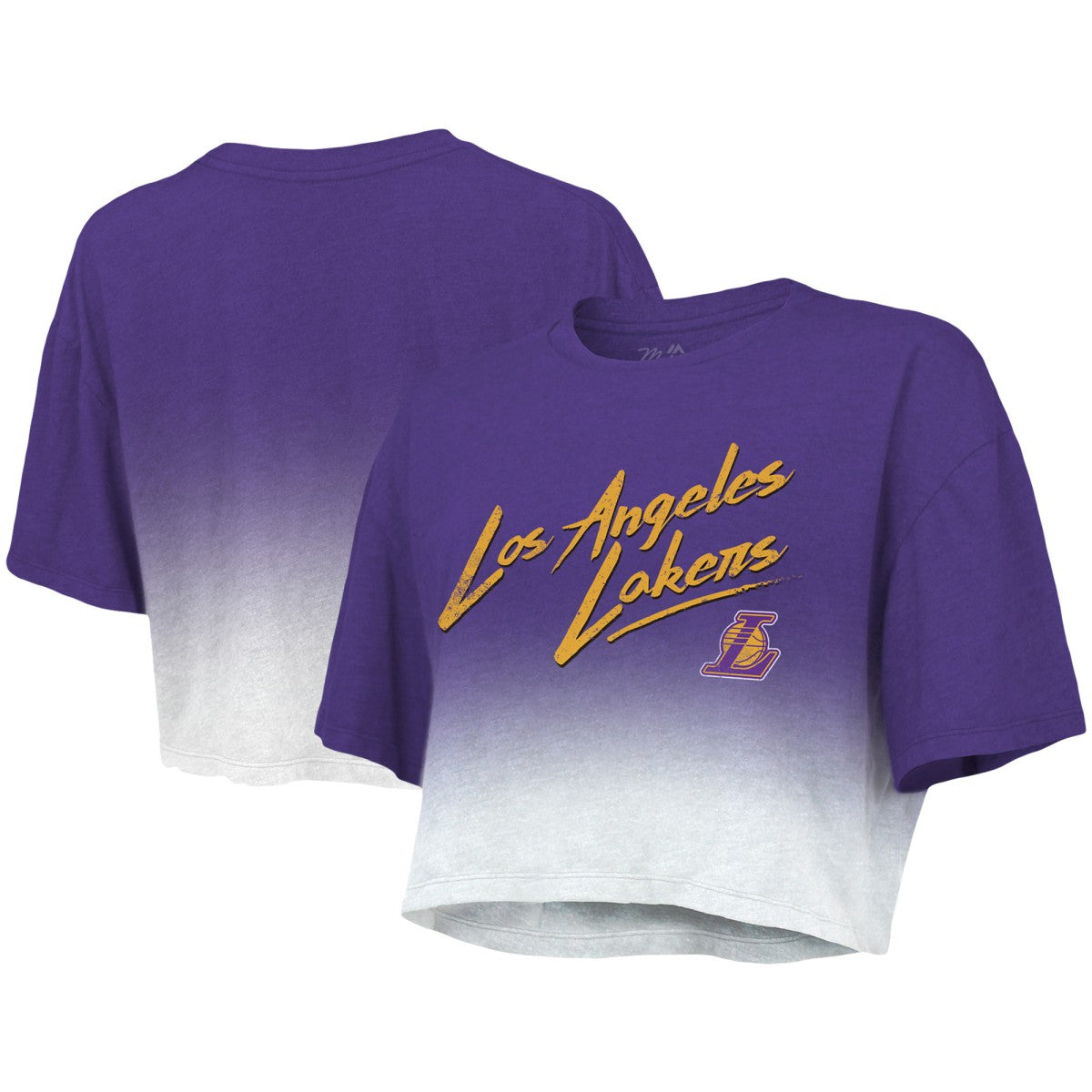 Los Angeles Lakers Majestic Threads Women's Dirty Dribble Tri-Blend Cropped T-Shirt Purple/White
