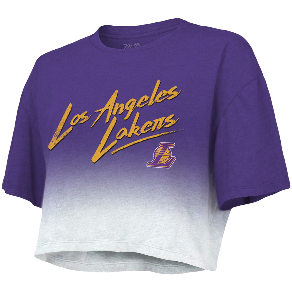 Los Angeles Lakers Majestic Threads Women's Dirty Dribble Tri-Blend Cropped T-Shirt Purple/White