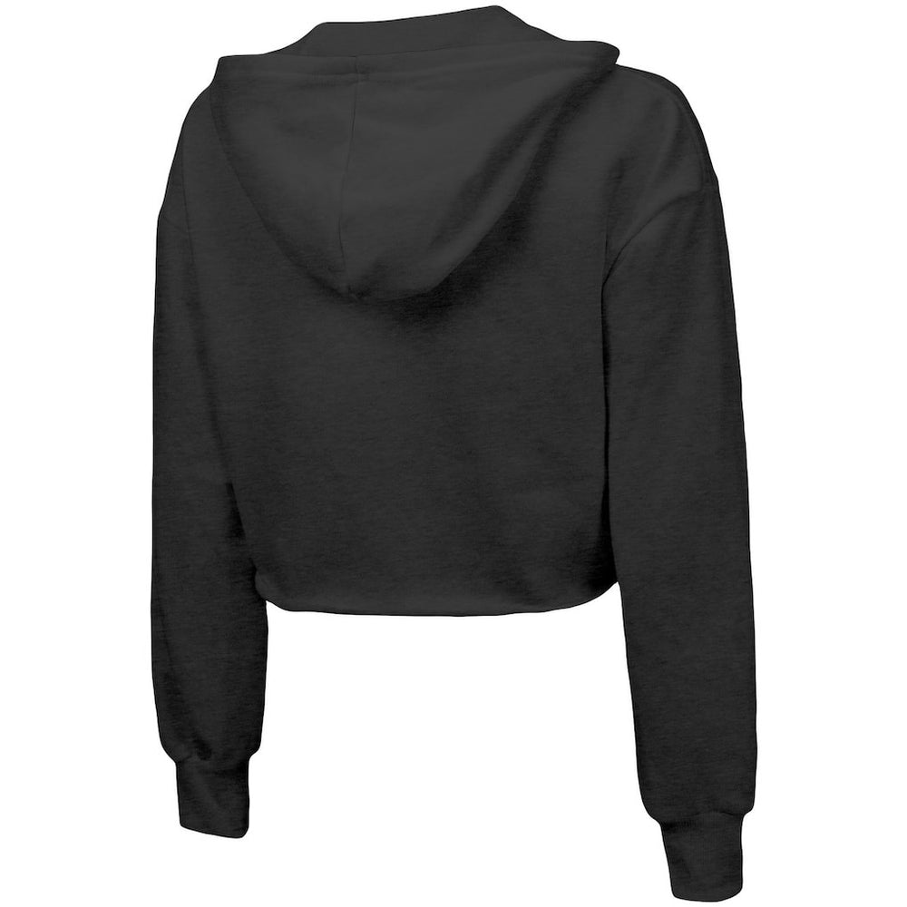 Brooklyn Nets Majestic Threads Women's Repeat Cropped Tri-Blend Pullover Hoodie Black