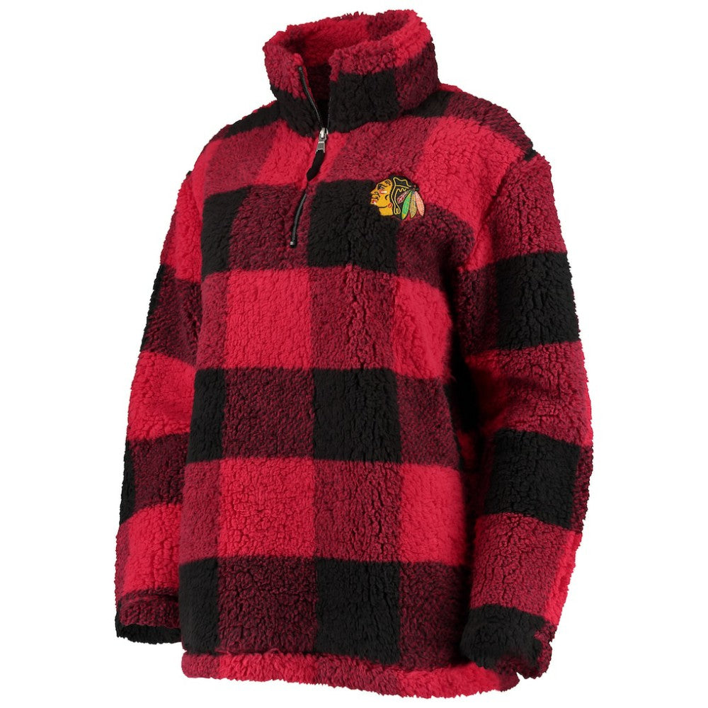 Chicago Blackhawks G-III 4Her by Carl Banks Women's Plaid Sherpa Quarter-Zip Jacket - Red/Black | NHL sale