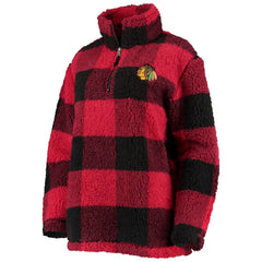 Chicago Blackhawks G-III 4Her by Carl Banks Women's Plaid Sherpa Quarter-Zip Jacket - Red/Black | NHL sale