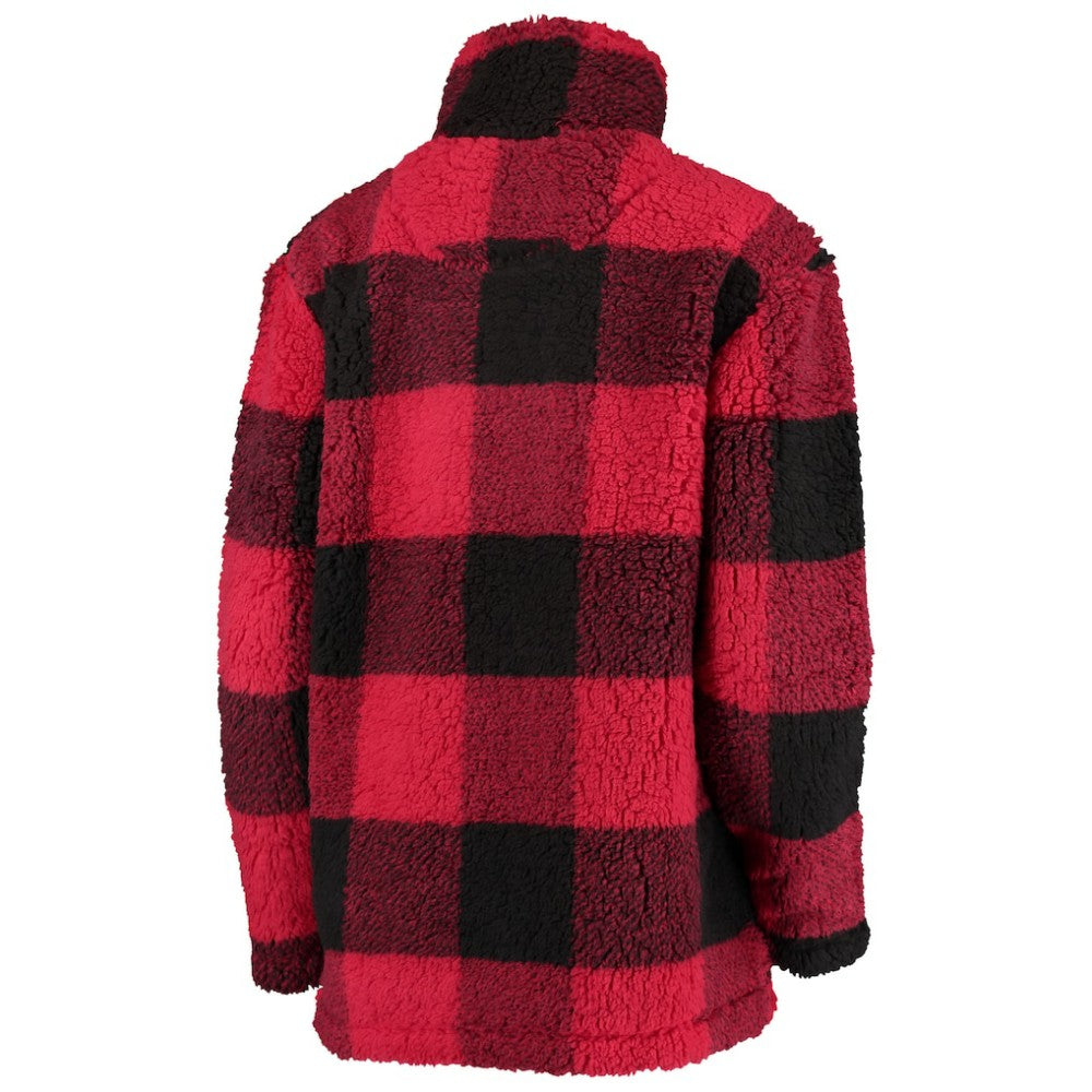 Chicago Blackhawks G-III 4Her by Carl Banks Women's Plaid Sherpa Quarter-Zip Jacket - Red/Black | NHL sale