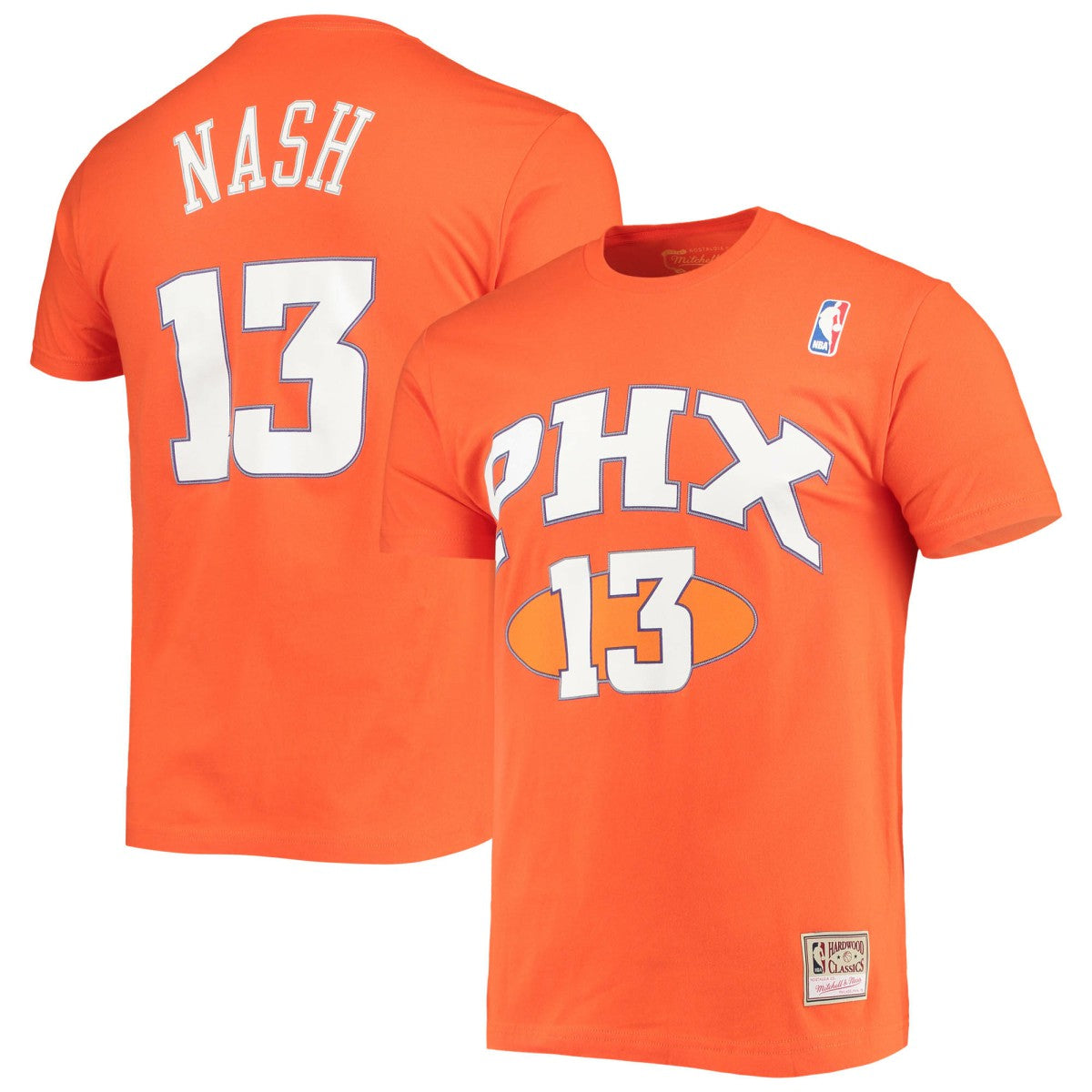 Mitchell & Ness Steve Nash Phoenix Suns Hardwood Classics Stitch Name & Number T-Shirt Orange