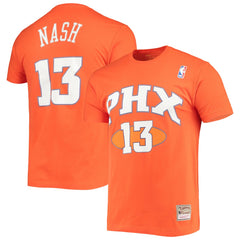 Mitchell & Ness Steve Nash Phoenix Suns Hardwood Classics Stitch Name & Number T-Shirt Orange