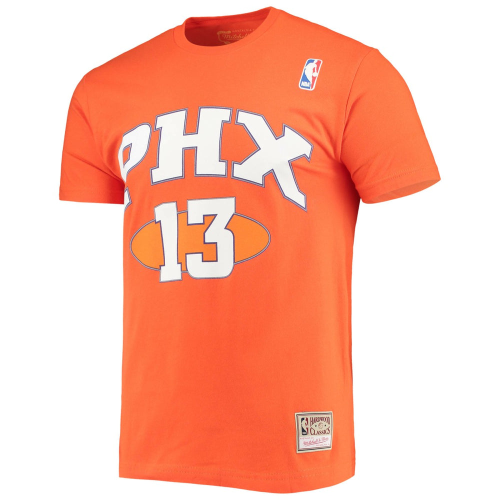 Mitchell & Ness Steve Nash Phoenix Suns Hardwood Classics Stitch Name & Number T-Shirt Orange