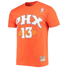Mitchell & Ness Steve Nash Phoenix Suns Hardwood Classics Stitch Name & Number T-Shirt Orange