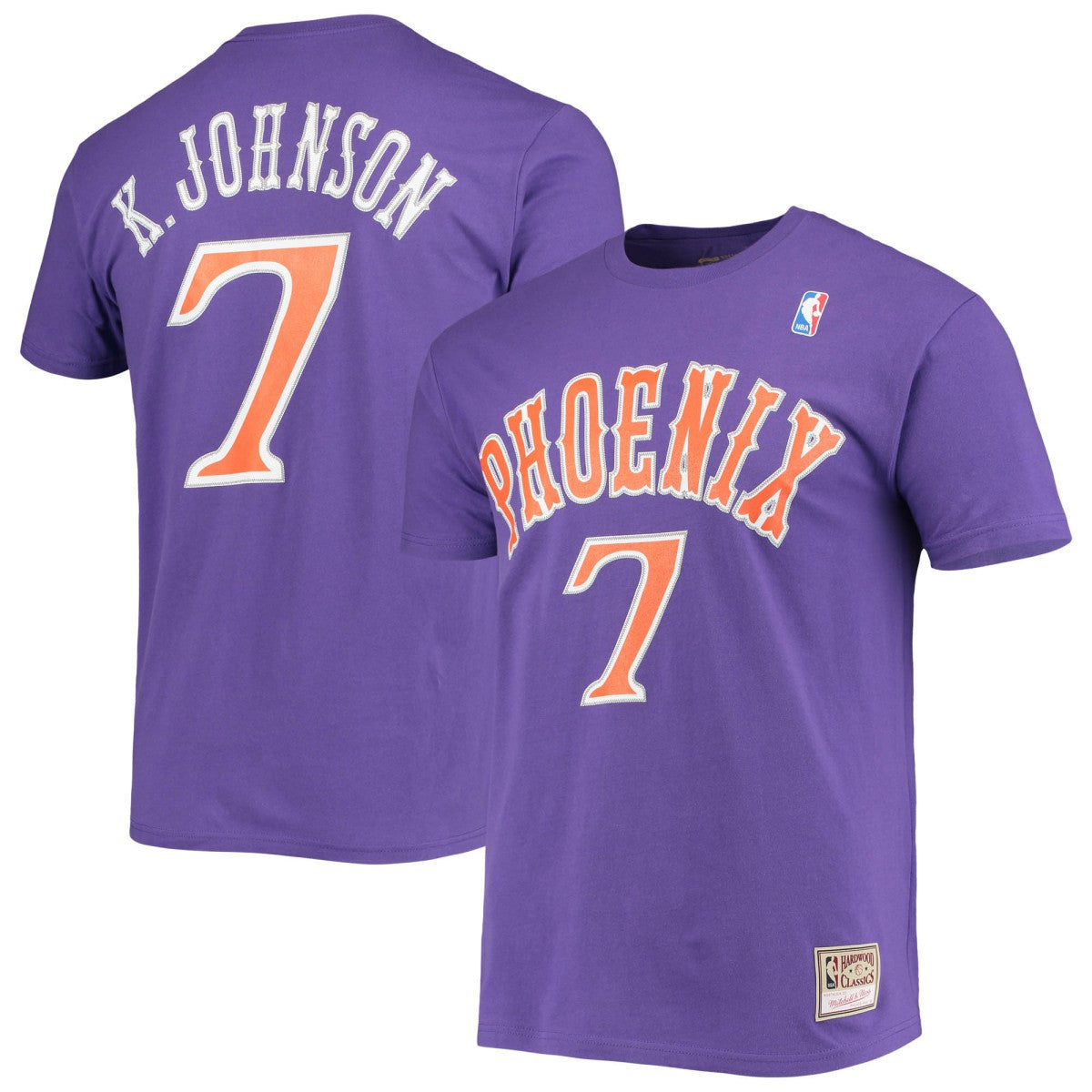Mitchell & Ness Kevin Johnson Phoenix Suns Hardwood Classics Stitch Name & Number T-Shirt Purple