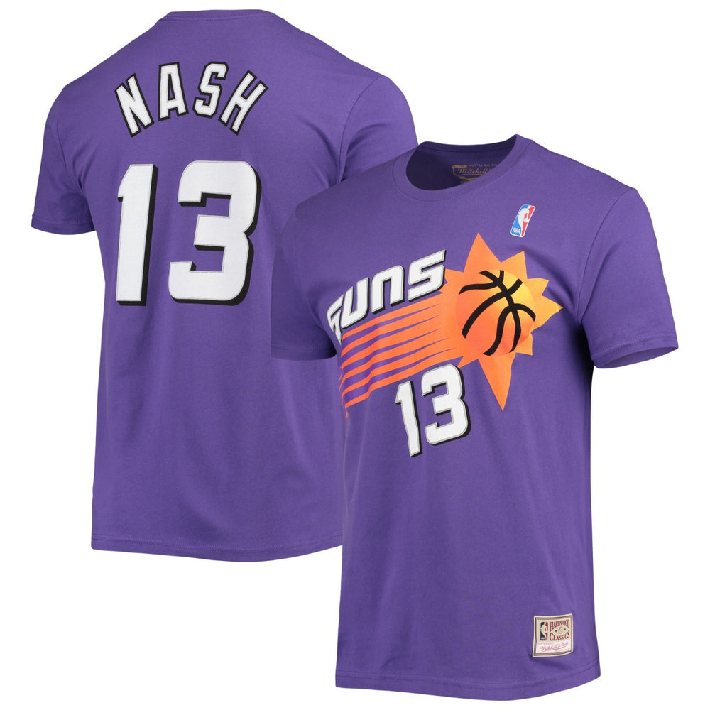 Mitchell & Ness Steve Nash Phoenix Suns Hardwood Classics Stitch Name & Number T-Shirt Purple