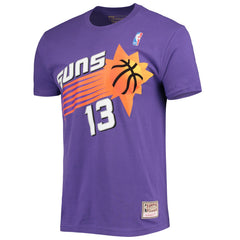 Mitchell & Ness Steve Nash Phoenix Suns Hardwood Classics Stitch Name & Number T-Shirt Purple