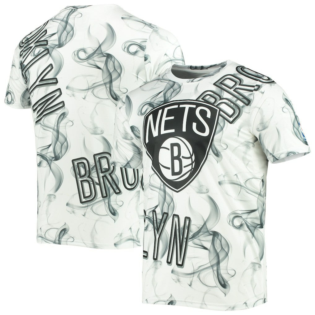 Brooklyn Nets FISLL Asymmetric Bold Smoke T-Shirt White/Black