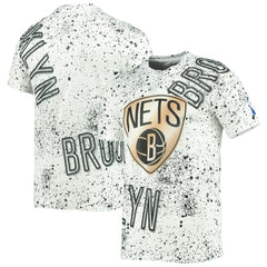 Brooklyn Nets FISLL Gold Foil Splatter Print T-Shirt White