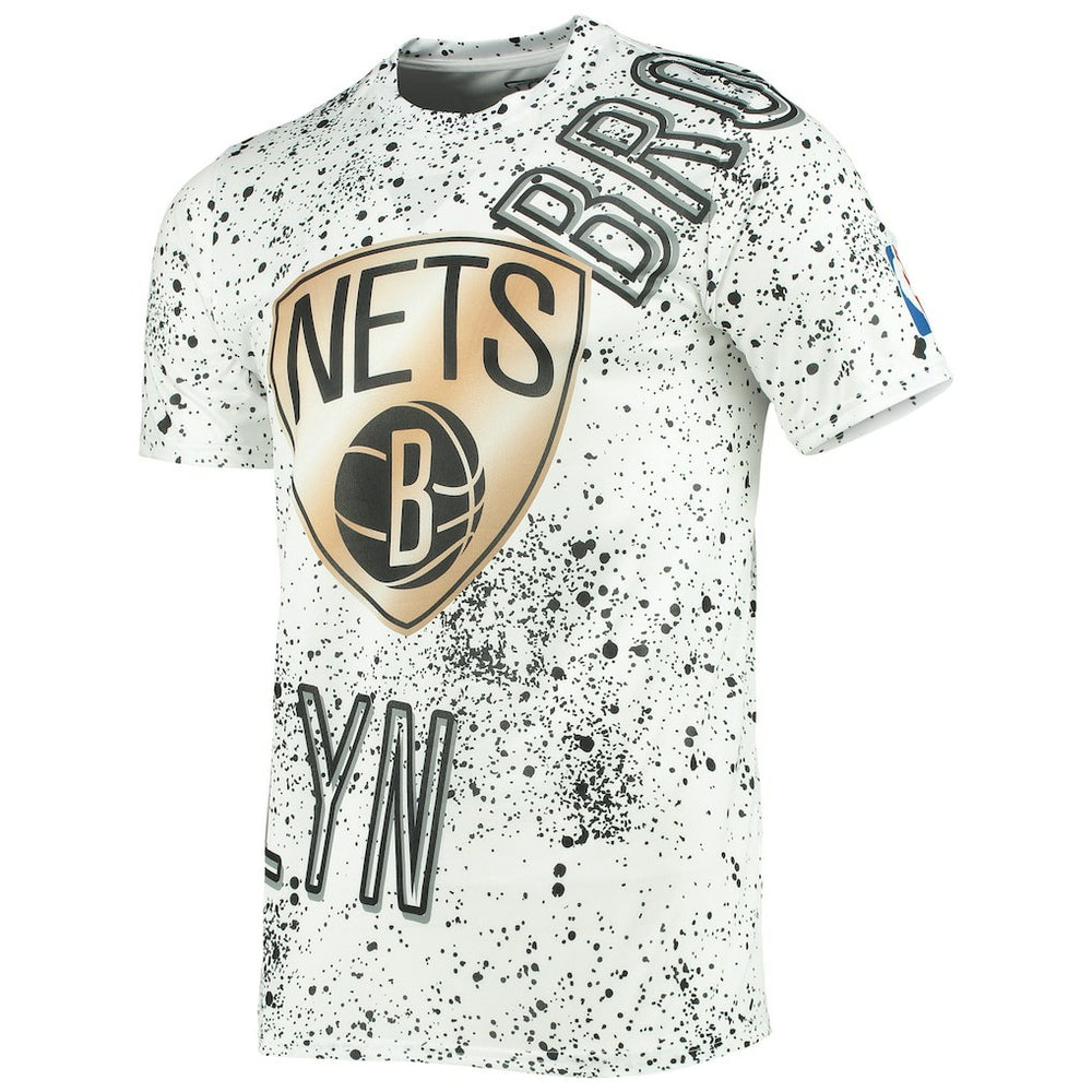 Brooklyn Nets FISLL Gold Foil Splatter Print T-Shirt White