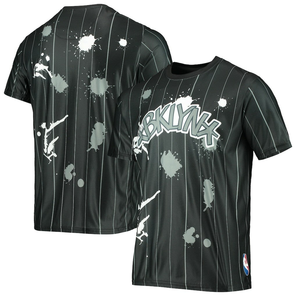 Brooklyn Nets FISLL Striped Splatter T-Shirt Black