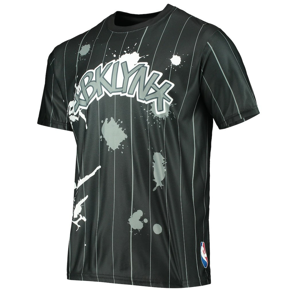 Brooklyn Nets FISLL Striped Splatter T-Shirt Black