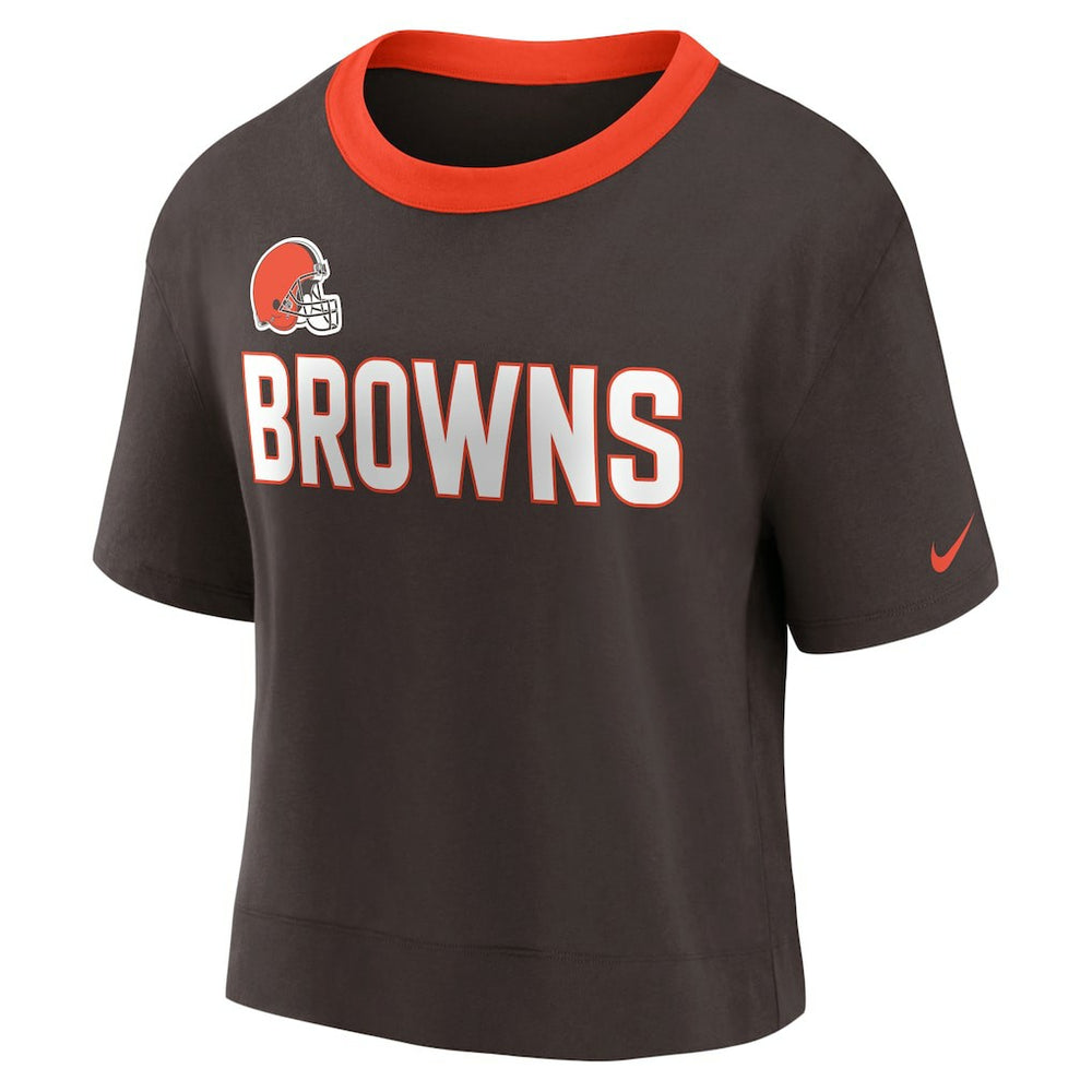 Cleveland Browns Women's High Hip Fashion Cropped Top - Brown - Nike