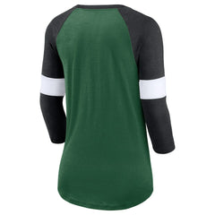 New York Jets Women's Football Pride Raglan 3/4-Sleeve T-Shirt - Heather Green/Heather Black - Nike