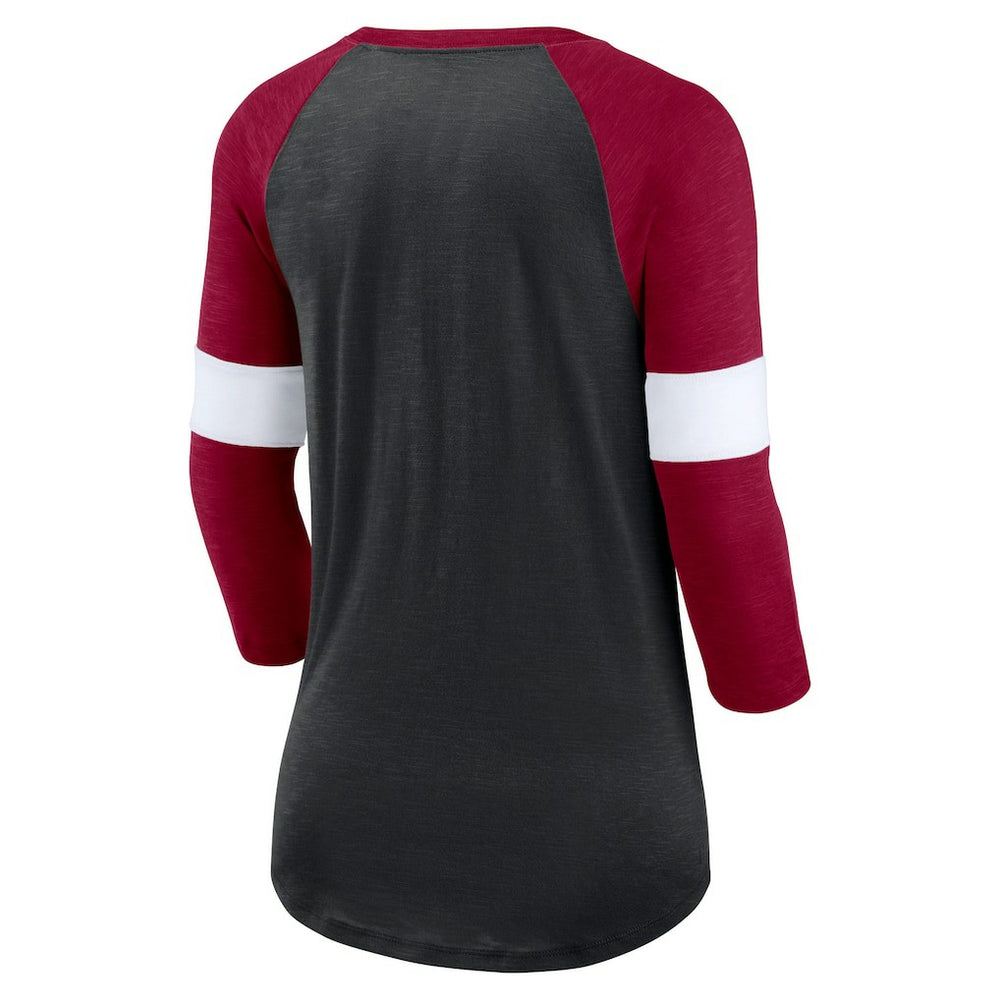 Washington Commanders Women's Football Pride Raglan 3/4-Sleeve T-Shirt - Heather Black/Burgundy - Nike
