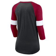 Washington Commanders Women's Football Pride Raglan 3/4-Sleeve T-Shirt - Heather Black/Burgundy - Nike