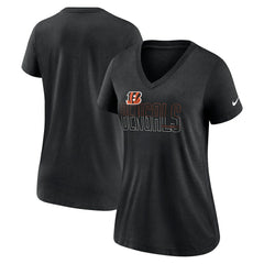 Cincinnati Bengals Women's Lock Up Tri-Blend V-Neck T-Shirt - Heathered Black - Nike