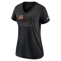 Cincinnati Bengals Women's Lock Up Tri-Blend V-Neck T-Shirt - Heathered Black - Nike