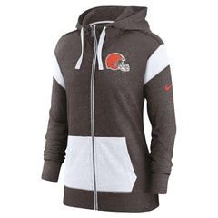 Cleveland Browns Women's Monaco Lightweight Full-Zip Hoodie - Brown/White - Nike