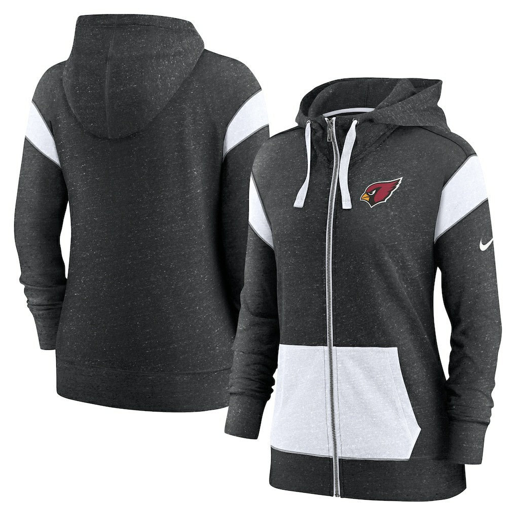 Arizona Cardinals Women's Monaco Lightweight Full-Zip Hoodie - Heather Black/White - Nike